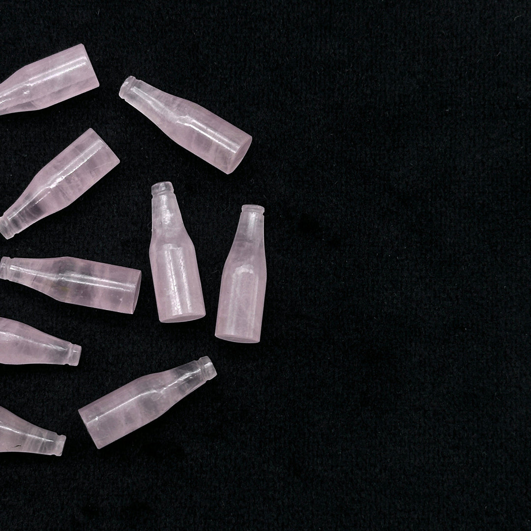 Tiny Natural Rose Quartz Bottle Carving, Bottle Shape Carved Gemstone, Jewelry Making Charms, 7X21 MM Chakra Healing Gemstone Beads