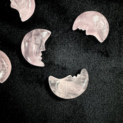 AAA Natural Rose Quartz Moon Face, Pink Rose Quartz Hand Carved Beads, 18X13 MM, Jewelry Making Carving Gemstone, Chakra Healing Moon Charms