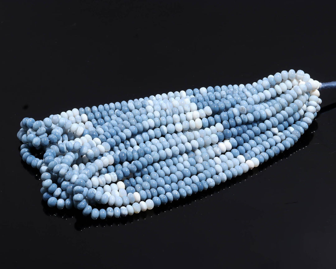 Shaded Blue Opal Smooth Rondelle Beads, Blue Opal Beads for Jewelry Making, Wholesale Loose Opal Beads, 8 MM Dyed Opal for Craft Making
