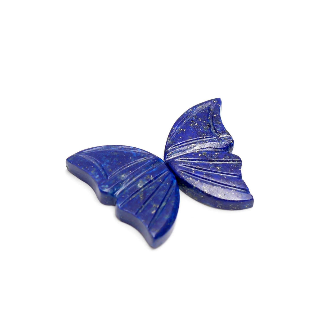 Genuine Lapis Lazuli Hand Carved Butterfly Wings Shape Stone, Blue Lapis Loose Butterfly Wings for Jewelry Making, 15X25 MM