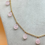 Load image into Gallery viewer, Natural Rose Quartz Pear Beads Necklace, Faceted Drop Chain Necklace, Natural Gemstone Chain Jewelry, Meditation &amp; Healing Beads Necklace