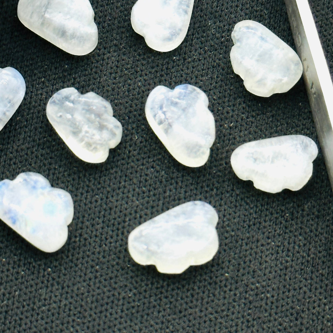 2,3,4,5 pcs Natural Rainbow Moonstone Cloud Shape Smooth Carved Gemstone Jewlery Making, Loose Gemstone, Smooth Gemstone 10X7mm