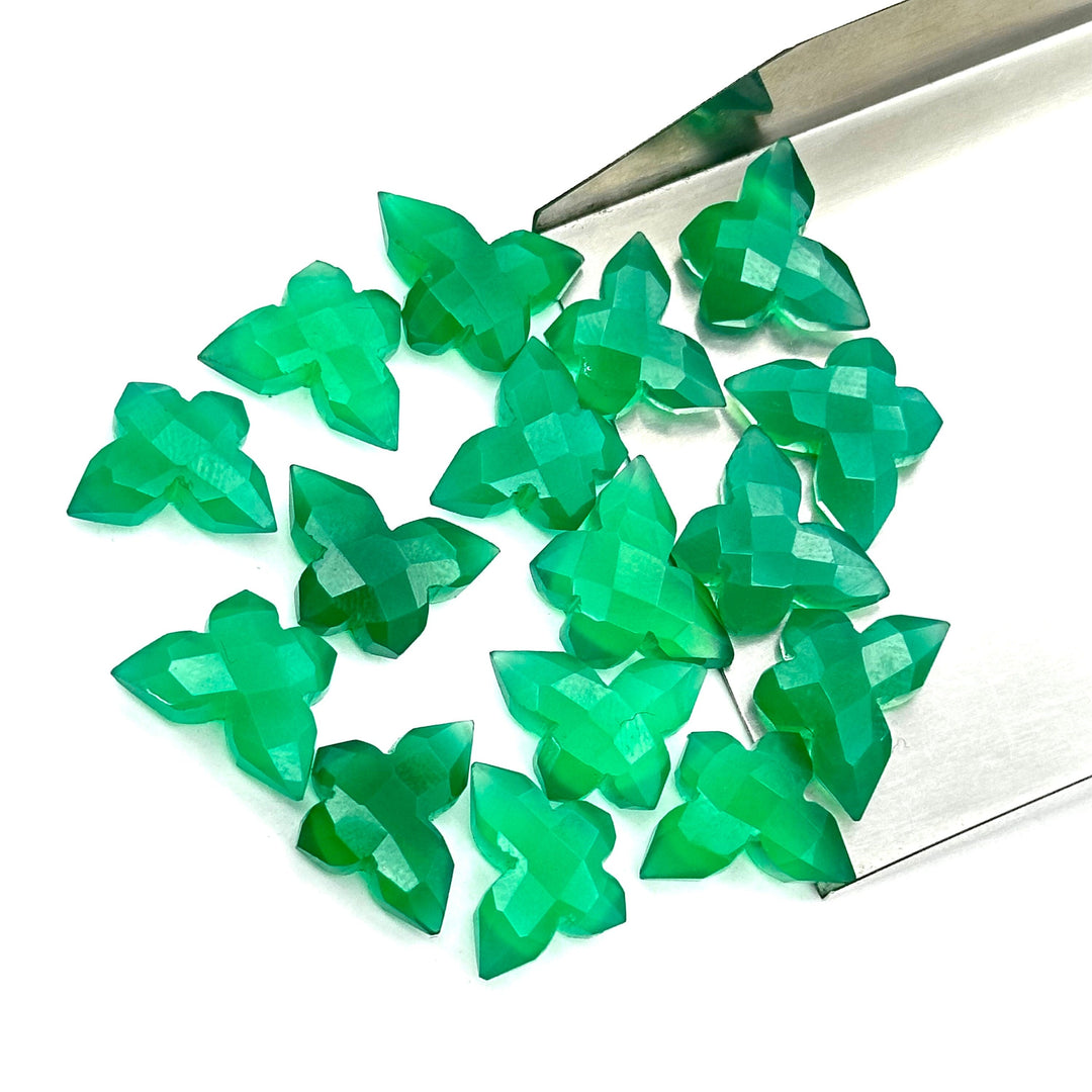 2,3,4,5 pcs Natural Green Onyx Butterfly Shape Carving, Hand Carved Butterfly Shape Faceted Gemstone, Animal Jewelry, Fancy Beads 14x10 MM