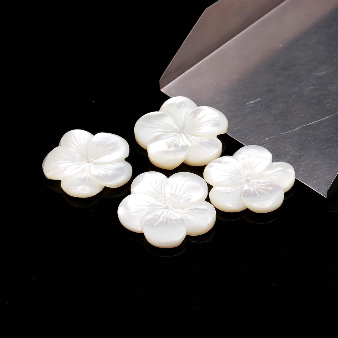 1 Pc Beautiful Pearl Flower Beads, Natural Mother of Pearl Flower Shape Gemstone, Carved Flowers Beads, 23 MM, Center Drill