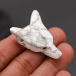 Load image into Gallery viewer, White Howlite Turquoise Fox Head, Reiki Healing Crystal Gifts, Jewelry Making Gemstones Side Drill from Ear, Head Carved Beads