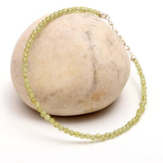 Natural Peridot Beaded Bracelet, Green Peridot Faceted Round Beads Bracelet, Gift for Her, 2 MM Beads Bracelet, 925 Silver Bracelet for Her