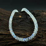 Load image into Gallery viewer, High Quality Rainbow Moonstone Beaded Necklace, Flashy Faceted Rondelle Beads Necklace, 4-6 MM Blue Fire Rainbow Gemstone Silver Necklace