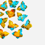 Load image into Gallery viewer, Sparkling Mohave Copper Turquoise Butterfly Shape Carving Beads, Faceted Butterfly Gemstone, Blue &amp; Yellow Turquoise Carving Beads 14x10 MM