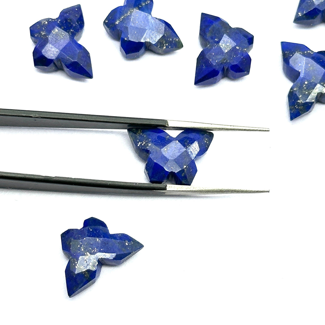 Lapis Lazuli Butterfly Beads: Handmade Faceted Gemstone Charms (14x10 MM)