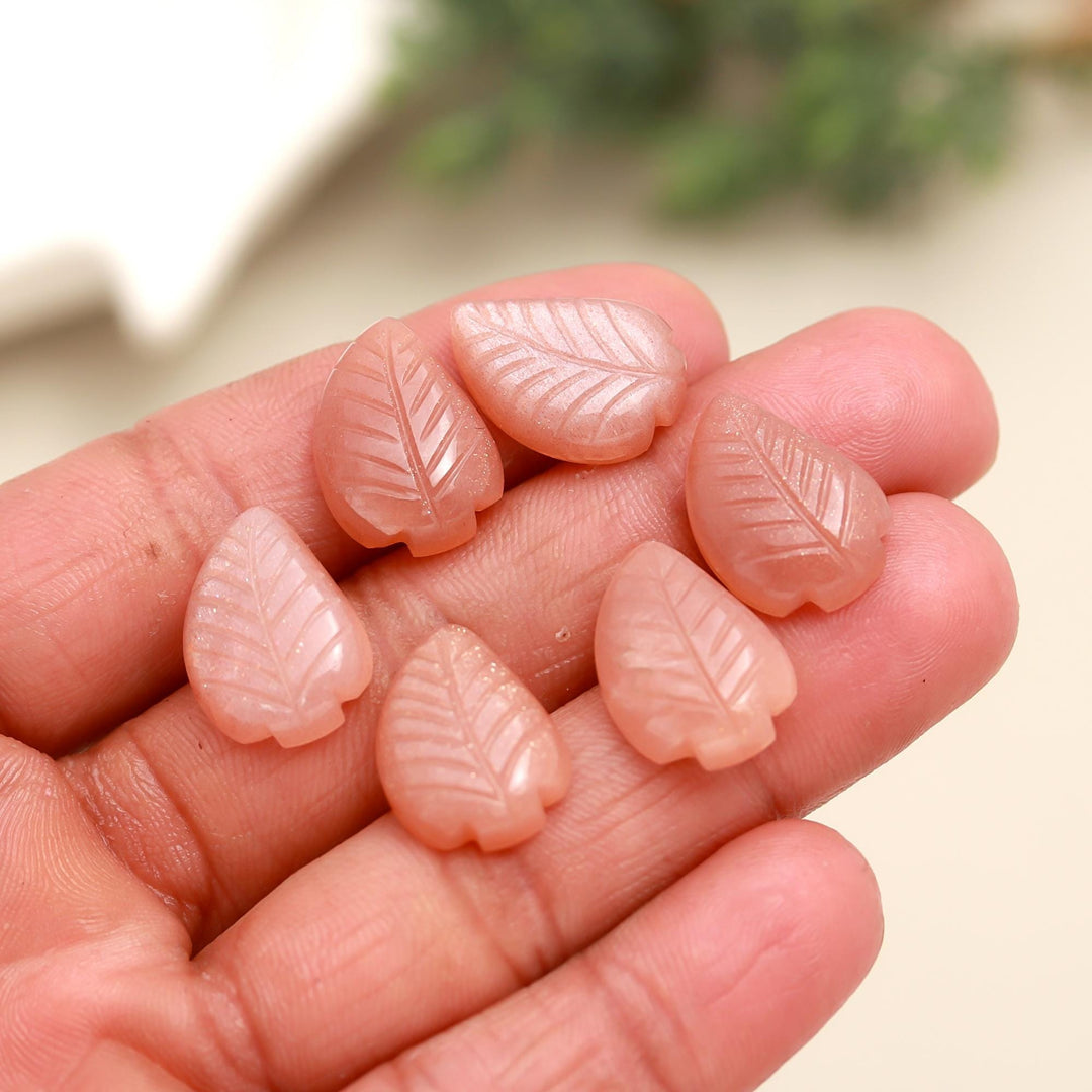 Natural Peach Moonstone Leaf Shape Beads, AAA Moonstone Hand Carved Leaf Shape Gemstone Briolettes, Leaves Beads, 17 MM Loose Leaf Charms