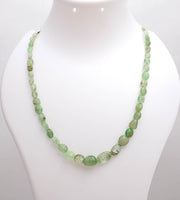 Green Emerald Oval Beads Necklace, Natural Emerald Beaded Necklace, Sterling Silver Gemstone Jewelry, Bridesmaid Necklace Gifts