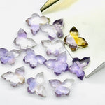 Load image into Gallery viewer, 2,3,4,5 pcs Purple Amethyst Butterfly Shape Gemstone Beads, Handmade Butterfly Shape Carving Beads, Amethyst Fancy Briolettes Beads 14x10 MM