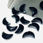 Natural Black Onyx Moon Shape Gemstone Beads, Carved Moon Shape Briolette's Beads, Faceted Moon Beads, Celestials Beads For Jewelry 12 MM