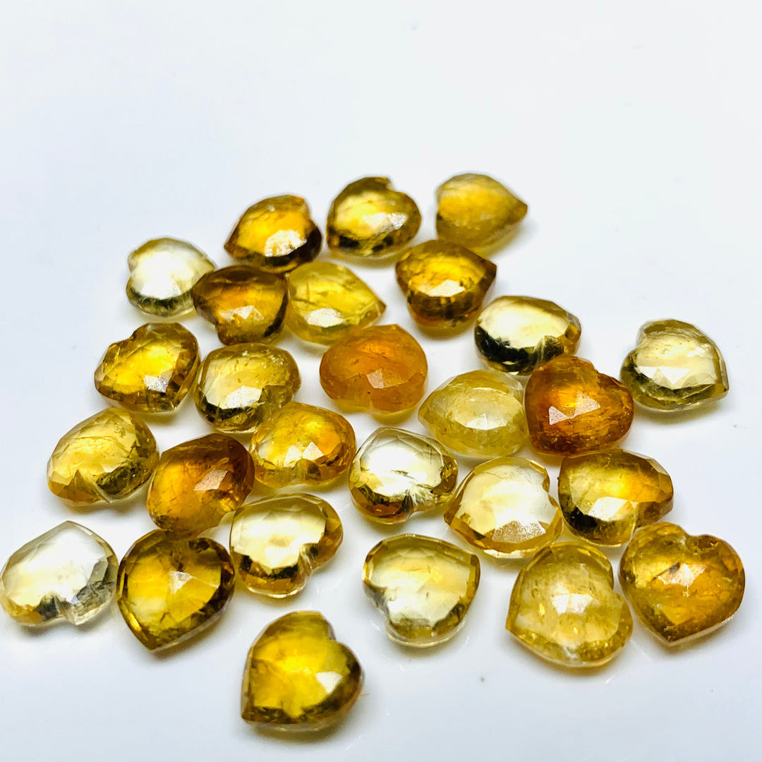 Natural Citrine Heart Shape Gemstone Beads, Faceted Carved Heart Briolettes, 8 MM Citrine Heart Beads For Jewelry & Craft Making Supplies