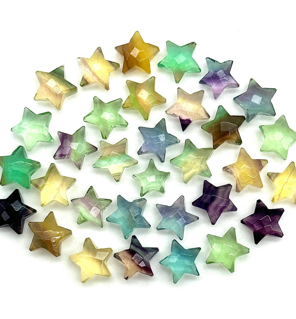 High Quality Multi Fluorite Star Shape Briolette's, Fluorite Faceted Hand Carved Star Shape Beads, Star Shape Loose Charm Jewelry Beads 10MM