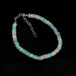 Load image into Gallery viewer, White Ethiopian Opal Beaded Bracelet, Flashy Faceted Rondelle Beads Bracelet, 4-4.5 MM Welo Opal Beads Bracelet For Women, Ethiopian Jewelry