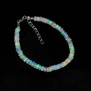 White Ethiopian Opal Beaded Bracelet, Flashy Faceted Rondelle Beads Bracelet, 4-4.5 MM Welo Opal Beads Bracelet For Women, Ethiopian Jewelry