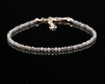 Load image into Gallery viewer, Natural Labradorite Beaded Bracelet, Faceted Labradorite Beads Bracelet, Gemstone Silver Bracelet/Anklet, Yoga &amp; Meditation Bracelet, 2 MM