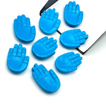 Load image into Gallery viewer, Blue Turquoise Hamsa Shape Carving Gemstones, 25 MM Palm Shape Gemstone, Healing Power Of Hamsa, Hand Carved Jewelry Making Charms