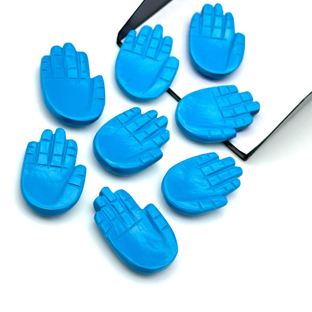 Blue Turquoise Hamsa Shape Carving Gemstones, 25 MM Palm Shape Gemstone, Healing Power Of Hamsa, Hand Carved Jewelry Making Charms