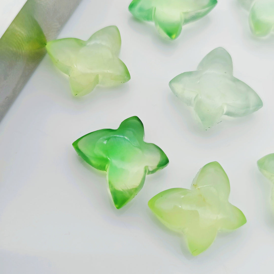 Beautiful Green Chalcedony Butterfly Shape Gemstone Beads, Hand Carved Butterfly Shape Beads, Smooth Fancy Beads For Jewelry, 13X9-14X10 MM