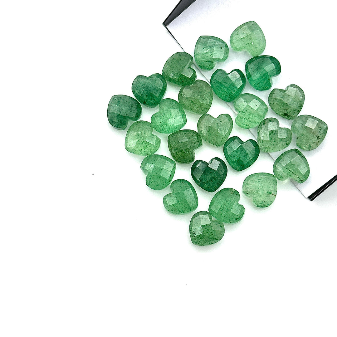 Green Strawberry Heart Shape Briolettes, AAA Green Strawberry Faceted Heart Shape Beads, Loose Gemstone, 8 MM Heart Charm Beads for Jewelry