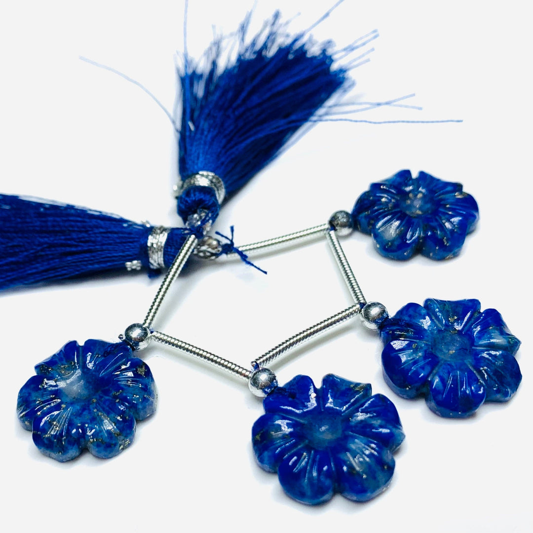 AAA Quality 4 Pcs strand 100% Natural Lapis Lazuli Fancy Shape Carved Gemstone, Fancy Shape Carving, Carved Gemstone For Jewellery 15mm