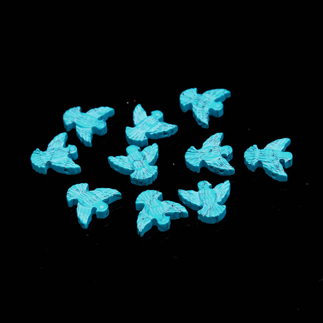 Turquoise Dove Bead, Hand Carved Bird Gemstone, Jewelry Making (12X13 MM) 1 pc