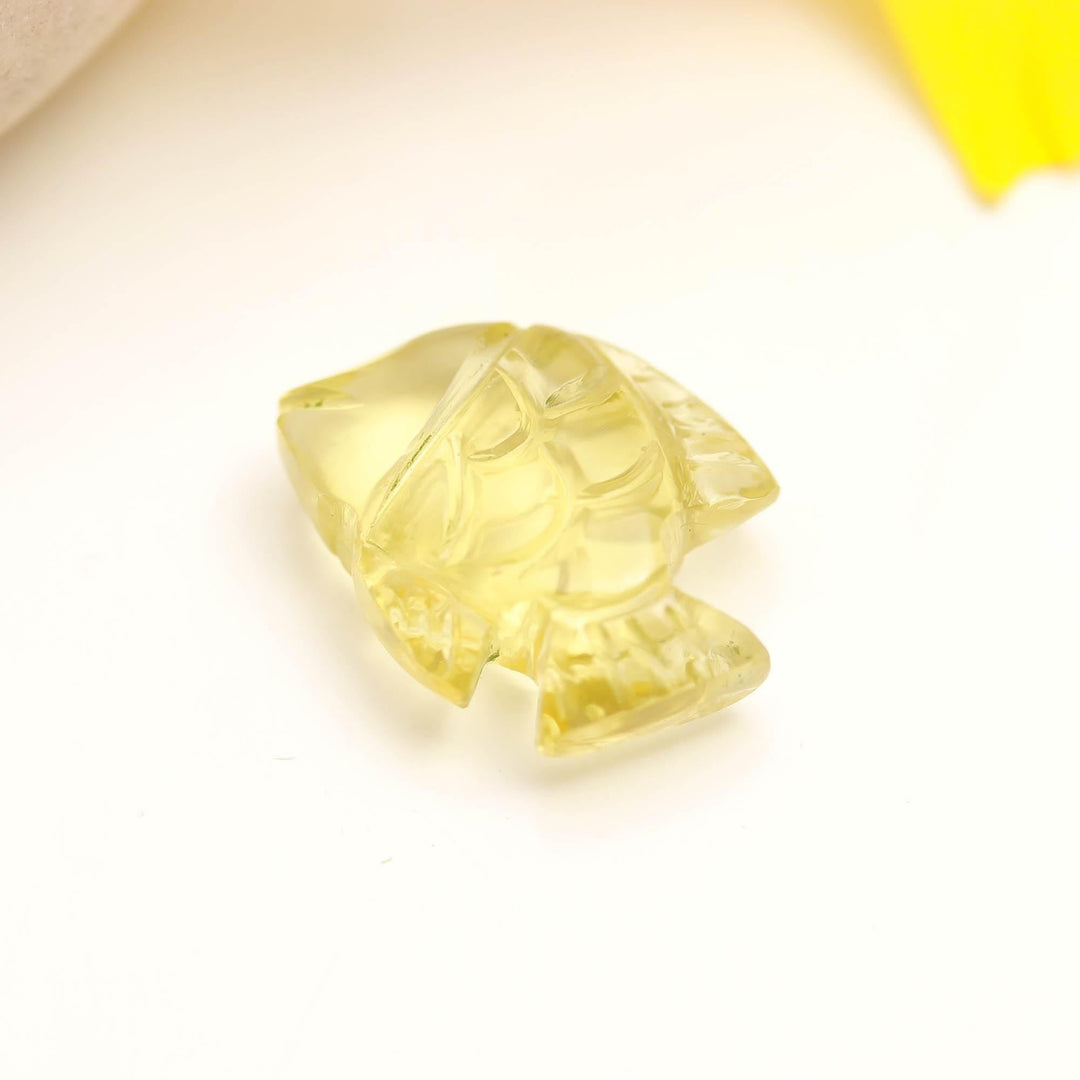 Mini Lemon Quartz Fish Shape Stone, Natural Lemon Quartz Fish Charms for Jewelry Making, 18 MM