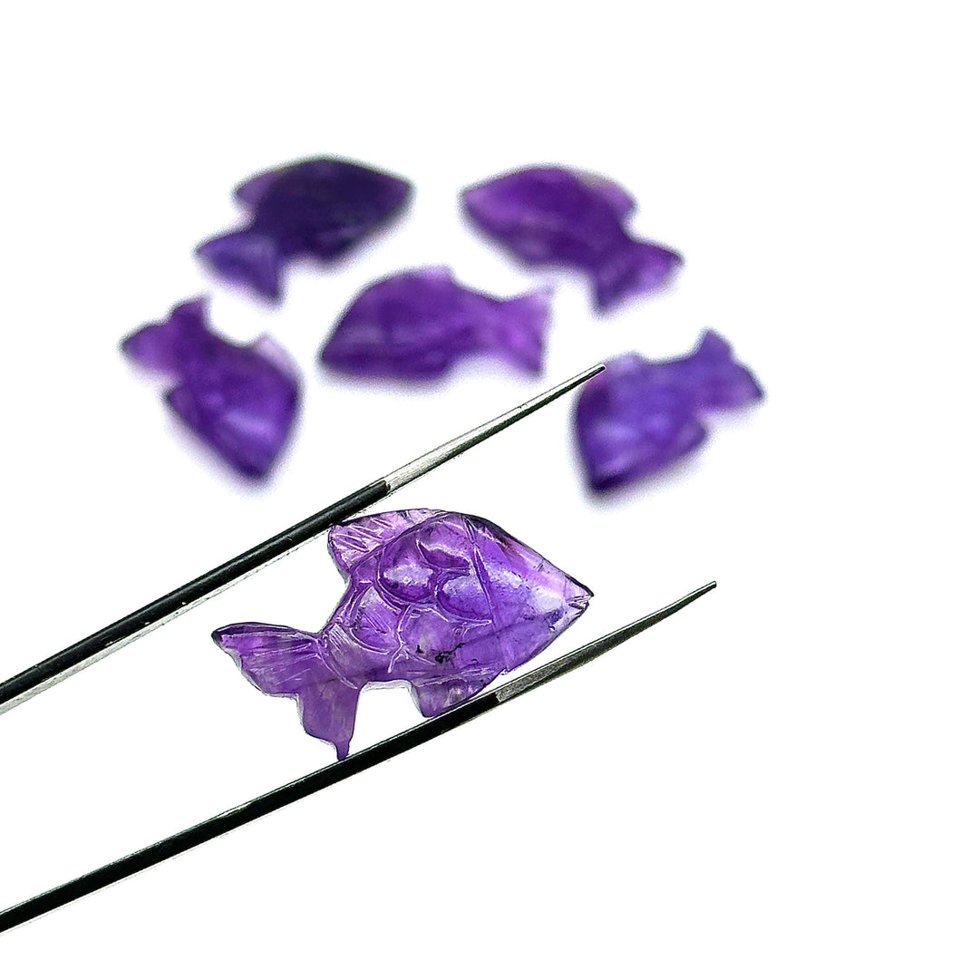 Carved Amethyst Fish Shape Stone, Natural Amethyst Fish Shape Gemstone, Healing Chakra Stone, Purple Amethyst, 25 MM, Loose Fish Charms