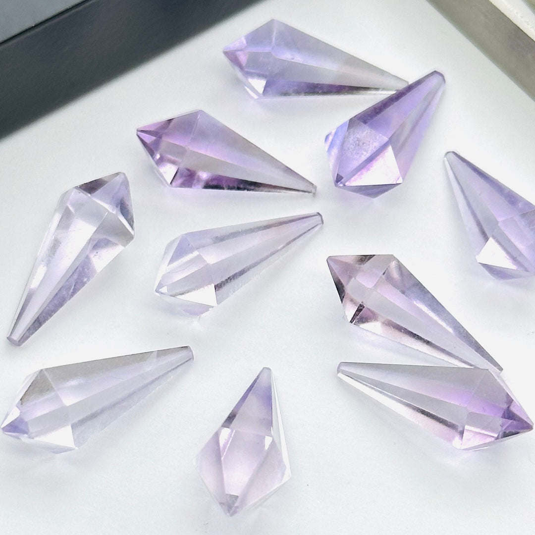 2,3,4,5 pcs 100% Natural pink amethyst Fancy Shape Carved Gemstone, Loose Gemstone, pyramid Shape Gemstone Jewlery, Carved Gemstone 20x7 mm