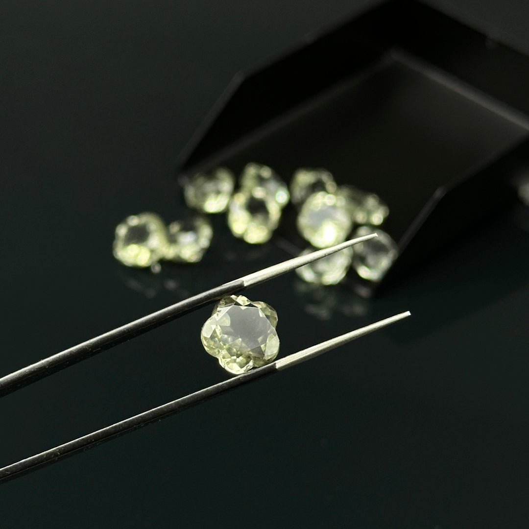 Natural Green Amethyst Flower Shape Faceted Gemstone, Flower Shape Carving Cut Stones For Jewelry Making, 10 MM Clear Visible Crystal Beads