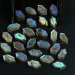 Load image into Gallery viewer, Blue Flashy Hexagon Beads, Natural Labradorite Fancy Shape Charms For Jewelry, 7X14 Geometrical Shape Gemstone Bead, Blue Fire Carving Beads