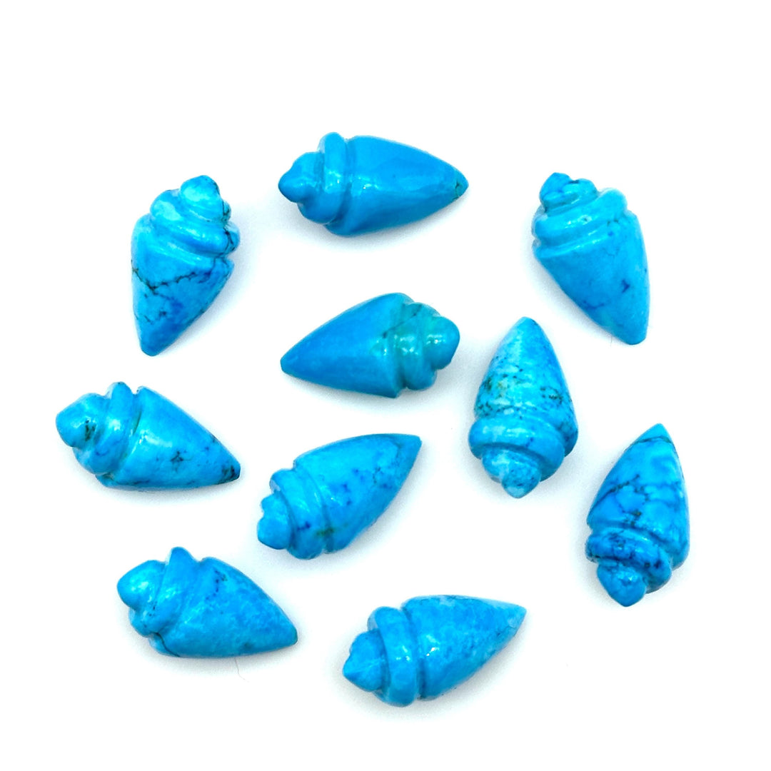 Blue Turquoise Conch Shell Shape Carving, Sea Turquoise Hand Carved Shell Shape Gemstone Beads, 18X10 MM, Loose Shell Gemstone