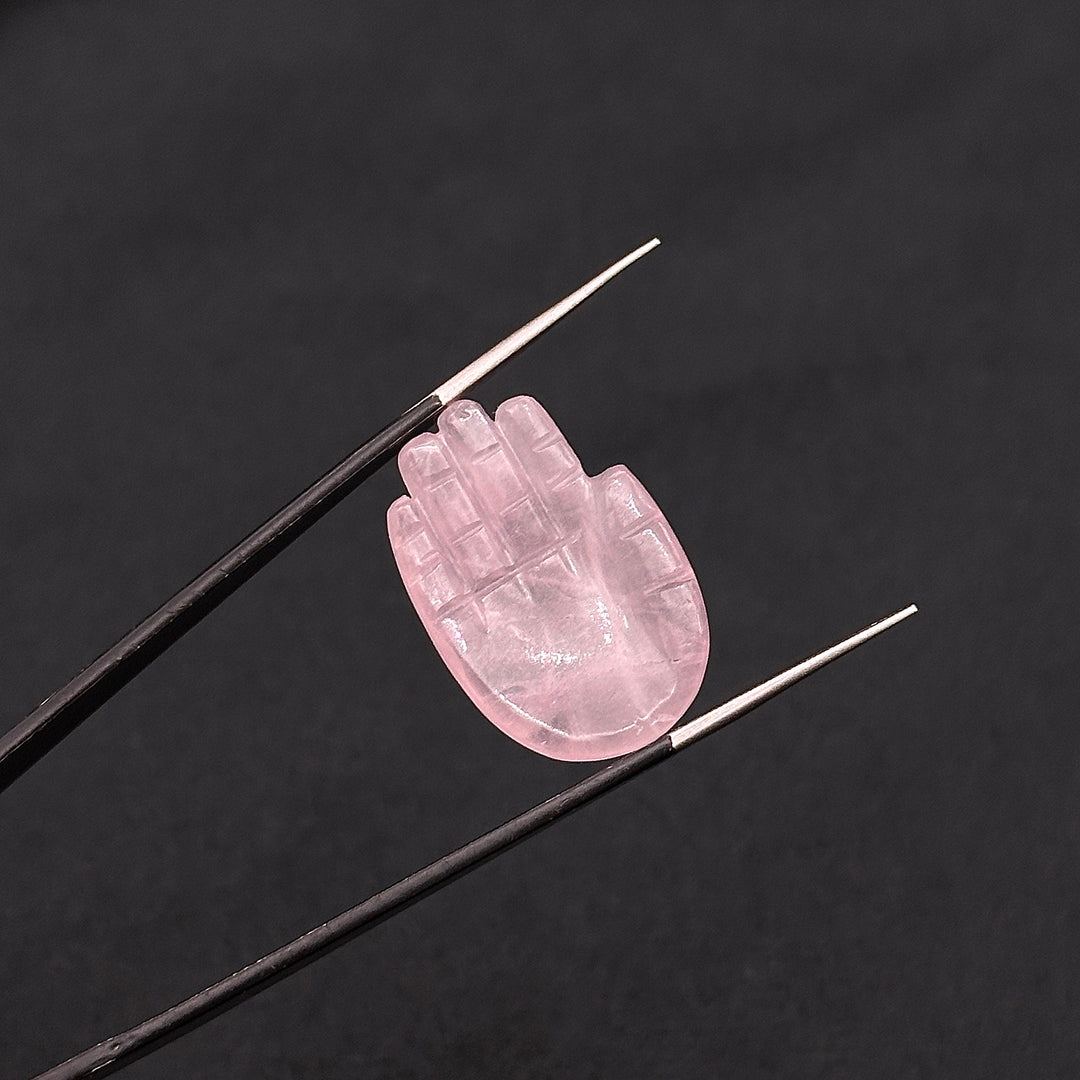 Natural Rose Quartz Hamsa Shape Carving Gemstones, 25 MM Palm Shape Gemstone, Healing Power Of Hamsa, Hand Carved Jewelry Making Charms