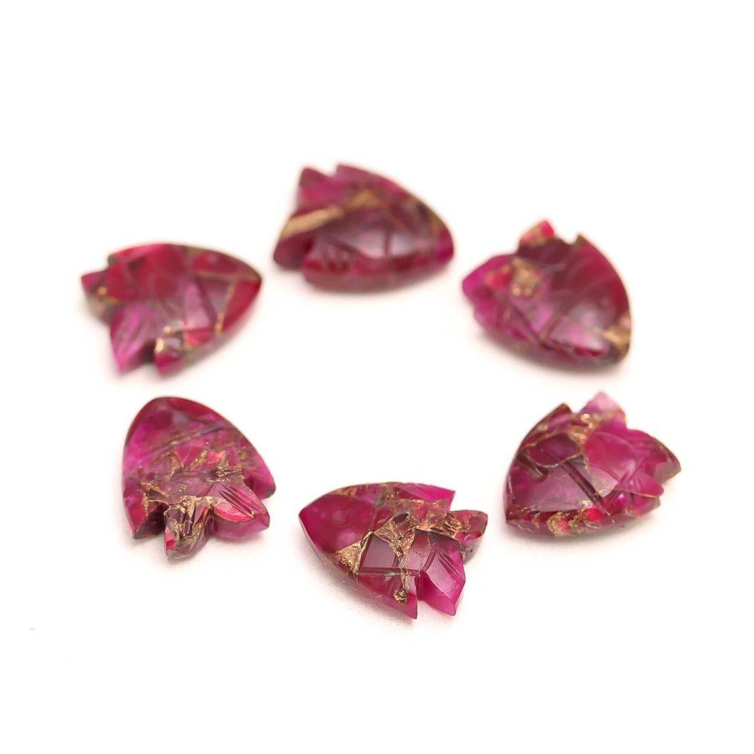 Pink Turquoise Fish Shape Beads ~ Hand Carved Mohave Turquoise Fish Gemstone Charms ~ Jewelry Making Loose Wholesale Beads, 15X18 MM