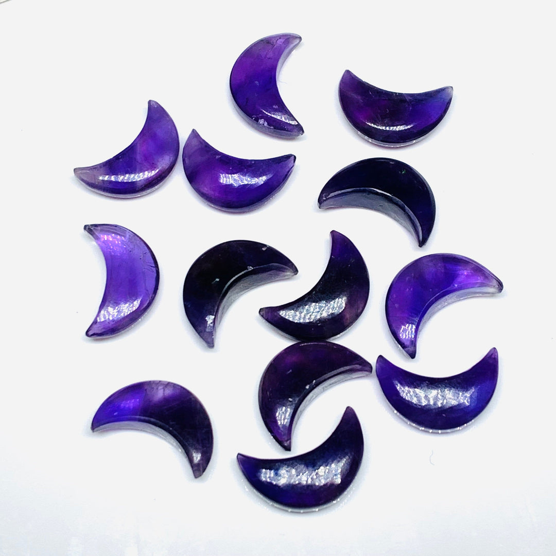 Natural Amethyst Moon Shape Beads, Purple Amethyst Moon Shape Charms, Faceted Moon Briolette's for Jewelry Making, 17 MM