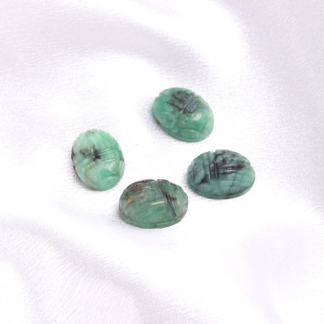 Natural Emerald Scarab Carved Gemstone, Green Emerald Scarab Carving Beads, Insect Beads, 16X12 MM, Home Decor Crystals, Reiki Healing