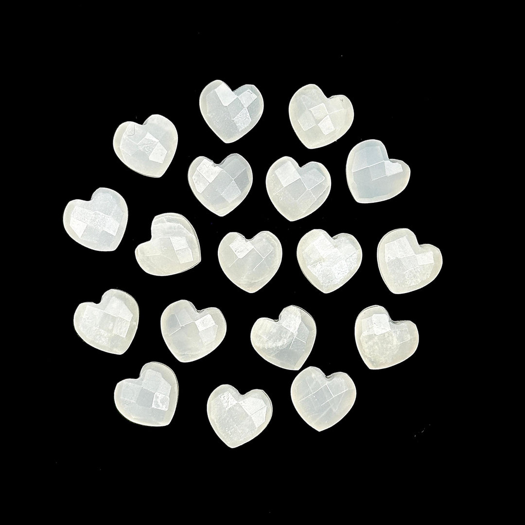 White Moonstone Heart Shape Briolettes, Natural White Moonstone Faceted Heart Shape Beads, Loose Gemstone, 8 MM Heart Charms for Jewelry