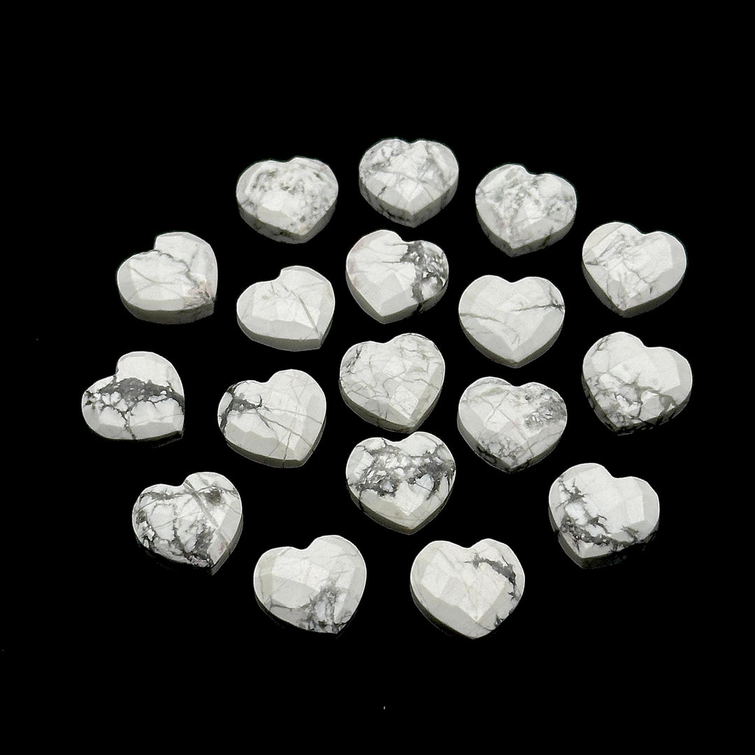 White Howlite Heart Shape Briolette's, Howlite Faceted Heart Shape Beads, Hand Carved Gemstone, Jewelry Making Charms, 10 MM