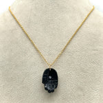 Load image into Gallery viewer, Genuine Black Onyx Hamsa Necklace, Gemstone Hamsa Necklace Gift For Her, Reiki Healing Jewelry, Black Charm Protection Necklace 25 MM Hamsa