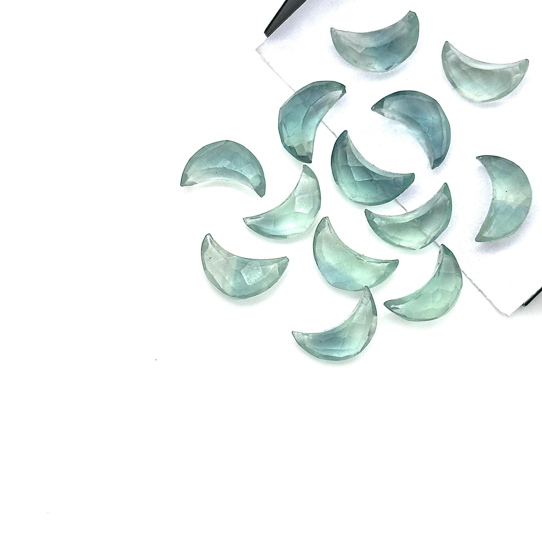 Pretty Green Fluorite Moon Shape Beads, AAA Fluorite Faceted Moon Shape Briolettes, Hand Carved Moon Gemstone Beads, Moon Charms 12 MM