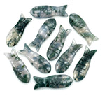 Load image into Gallery viewer, Natural Moss Agate Handmade Fish Carving, Fish Shape Carved Gemstone Briolette's, Chakra Healing Fish Beads, 10X30 MM Green Gemstone Fishes