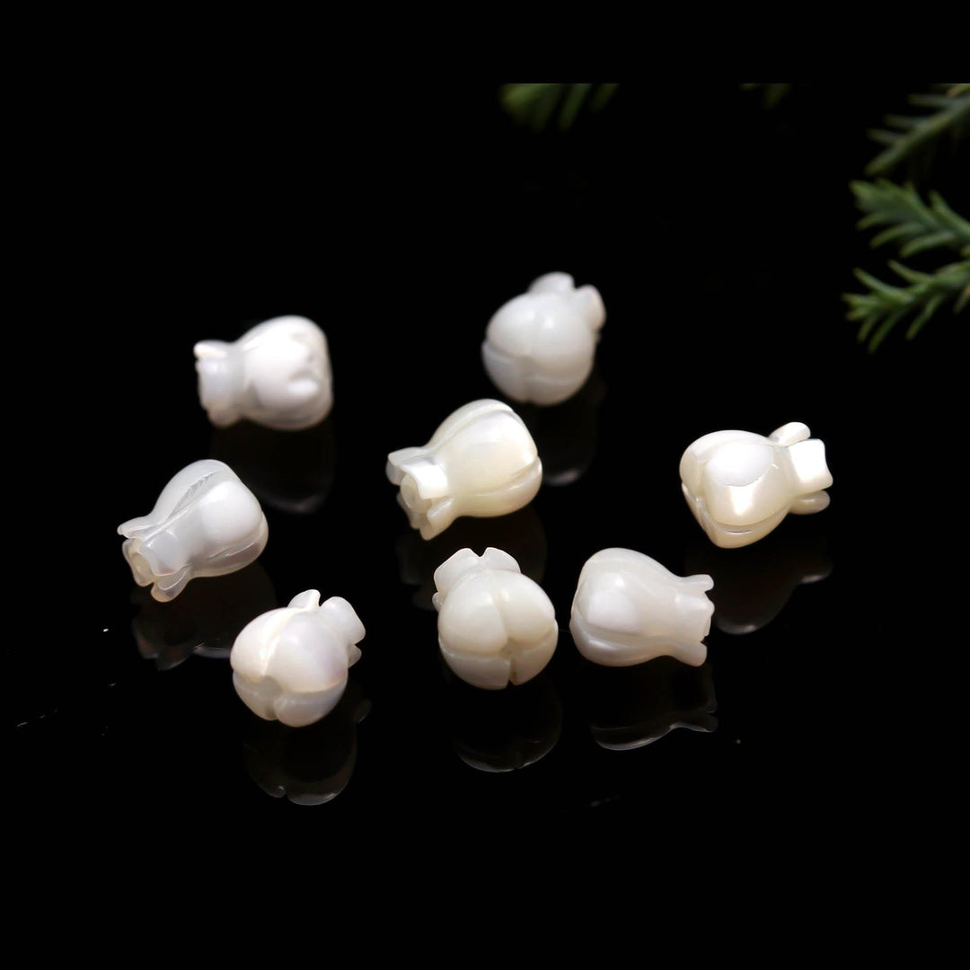Mother of Pearl Tulip Shape Drill Beads for Jewelry Making, 7 MM Top to Bottom Drill