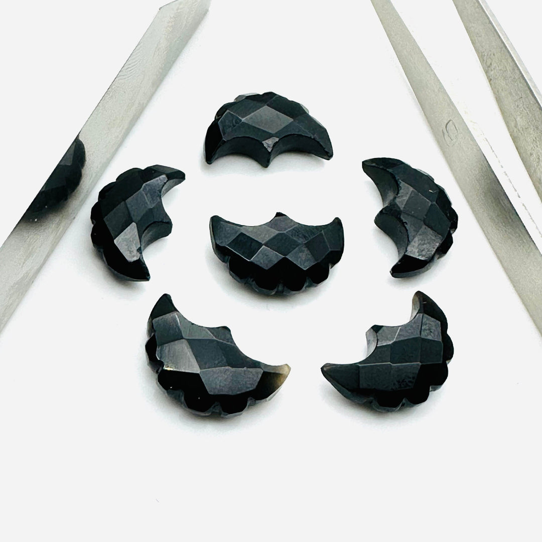 2,3,4,5,6 Pcs Natural black onyx faceted eagle Shape gemstone, Faceted Hand Carved eagle gemstone, fancy Shape Gemstone,16X10 mm