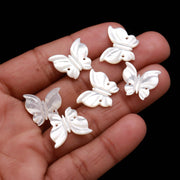 AAA Mother of Pearl Butterfly Shape Carving, White Luster Pearl Butterfly Shape Beads for Jewelry Making, Both Side Face Drill, 15 MM