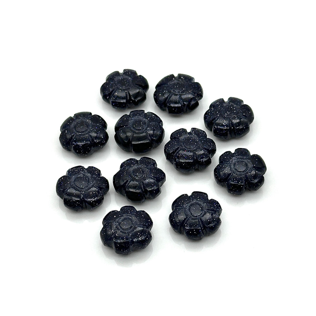 AAA Black Sunstone Flower Shape Beads, Sunstone Flower Shape Carving, Jewelry Making Loose Gemstone Charms, 12 MM, Carved Crystals