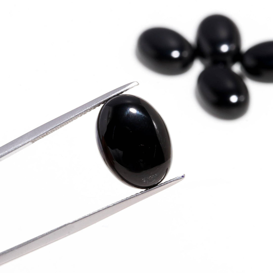 Black Onyx Oval Shape Beads, Black Onyx Hand Carved Smooth Gemstone Beads, Loose Carving Beads, Oval Charms for Jewelry Making 12X16 MM