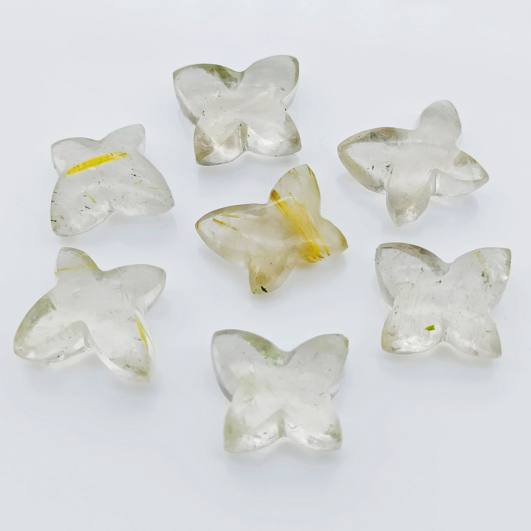 Natural Golden Rutile Carving Beads, Hand Carved Butterfly Shape Gemstone Beads, Smooth Butterfly Fancy Beads For Jewelry 13X9-14X10 MM