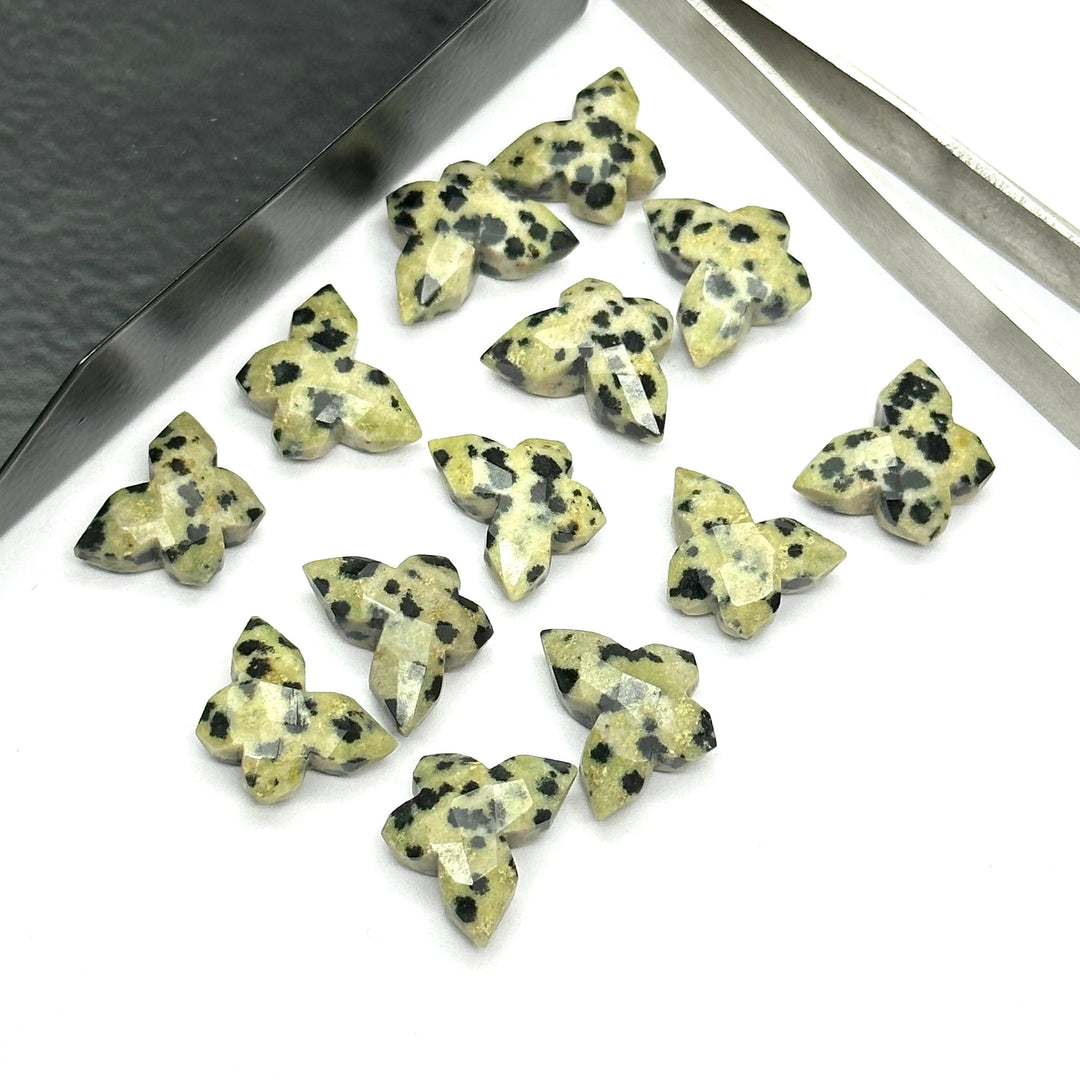 Natural Dalmation Jasper Butterfly Shape Gemstone Beads, Jasper Faceted Gemstone Hand Carved Beads, Jewelry Making Wholesale Charms  14MM